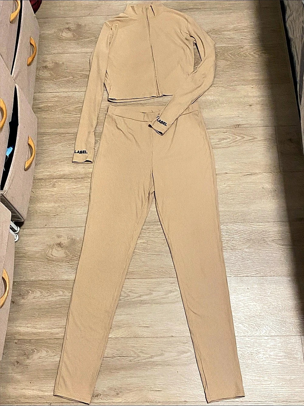 Lucky Label Brown Ribbed Two-Piece Set